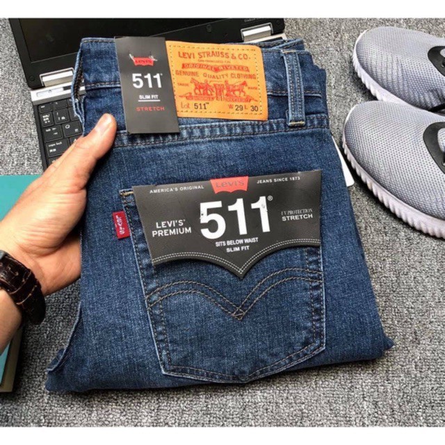 NEW- Quần jean xanh Levi.s 511- ống đứng - vải co giãn cao cấp Hải An Jeans *