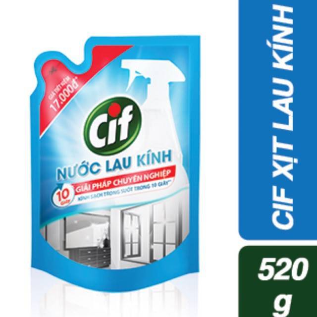Nước Lau Kính Cif Giúp Lau Sạch Vết Bẩn Dang Chai Xịt 520ml