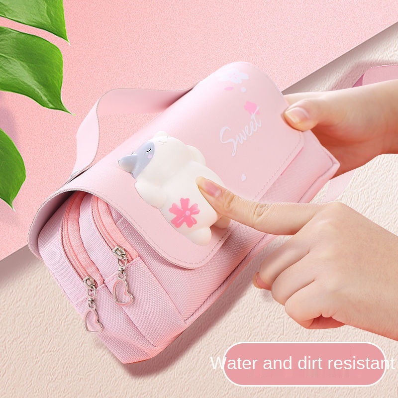 Túi đựng bút bằng vải Canvas thiết kế dễ thương sức chứa lớn tiện dụng cho học sinh tiểu học