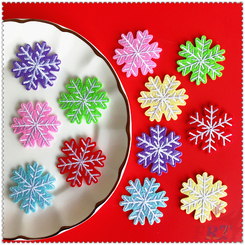 Miếng dán ủi thêu quần áo hình bông tuyết nhiều màu sắc