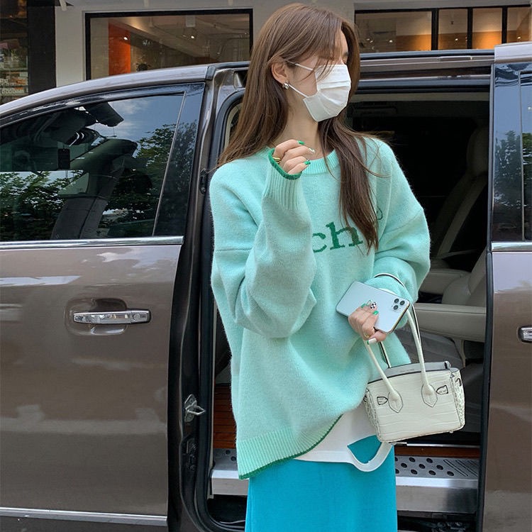 Women's 2022 Japanese Style Outer Wear Pullover Knitting Sweater Loose Student Hong Kong Style Sweater Lazy Style Knitted Sweater