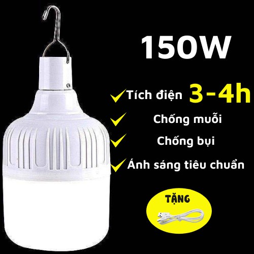 Bóng LED Tích Điện, Bóng Bi Đa Năng 3 Chế Độ Sáng Có Sạc Tích Điện ĐÈN TRẦN PHÚ