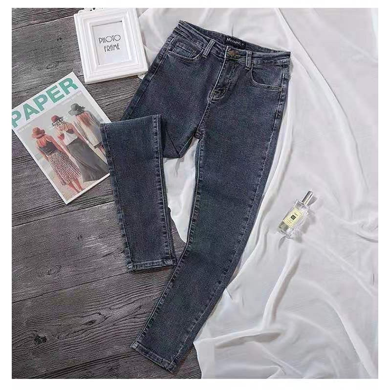 Quần Jean Ôm Co Giãn Lưng Cao Phong Cách Hàn Quốc Dễ Phối Đồ