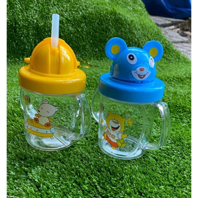 Bình tập uống nước cho bé có ống hút và tay cầm