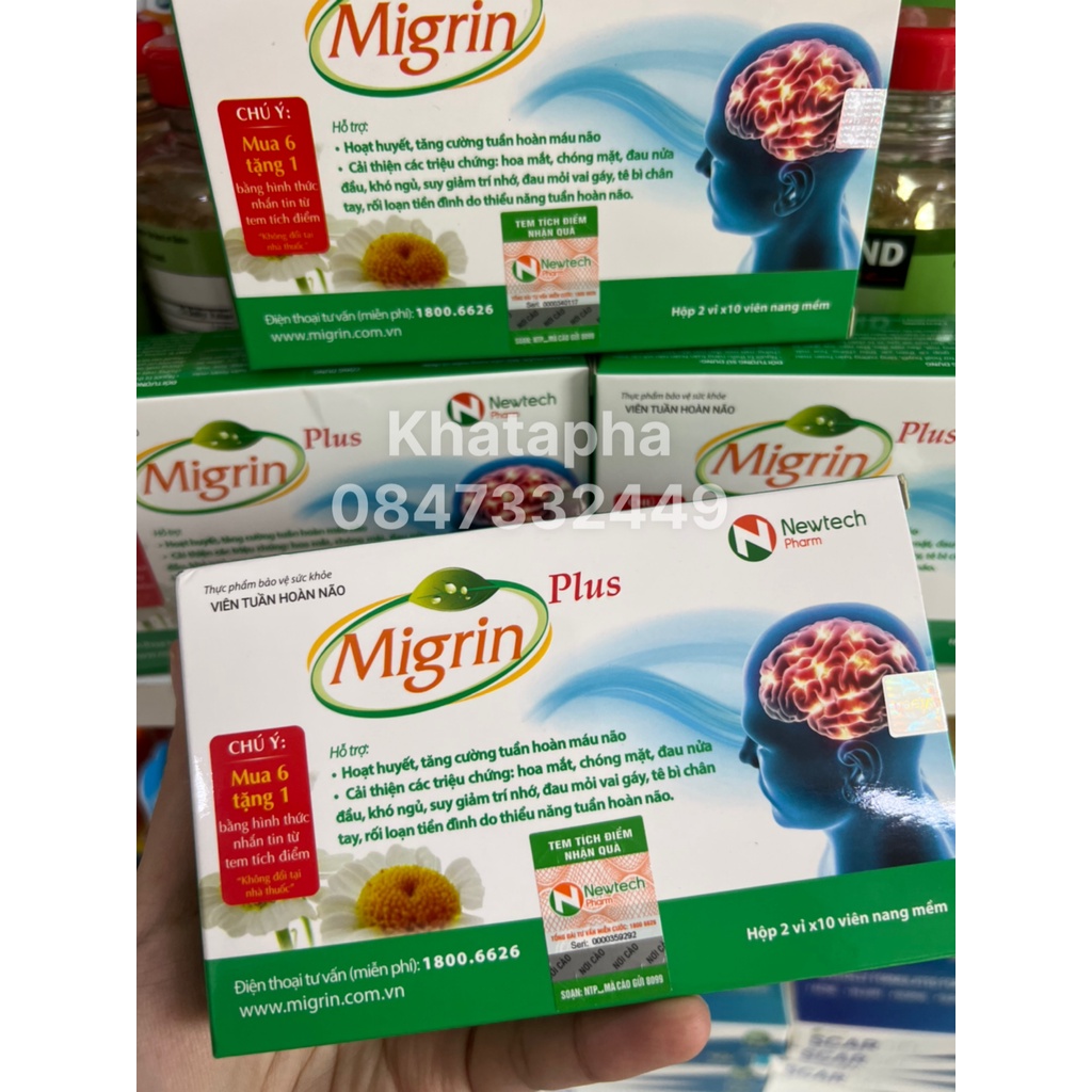 Migrin Plus  - Giảm đau nửa đầu, migraine, thiếu máu não, tuần hoàn não, migrain