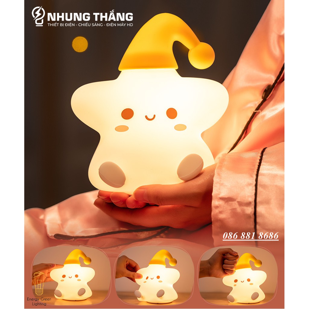 Đèn Ngủ Hình Ngôi sao Siêu Dễ Thương WH-A23 - Thay Đổi Màu Sắc Tùy Thích - Silicon Mềm Mại Siêu Bền-Pin Sạc Tích Điện