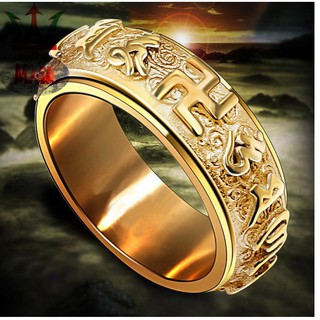 Nhẫn Titan Chữ Vạn OM MANI PADME HUM Vĩnh Viễn Không Đen ---- GIÁ HỦY DIỆT