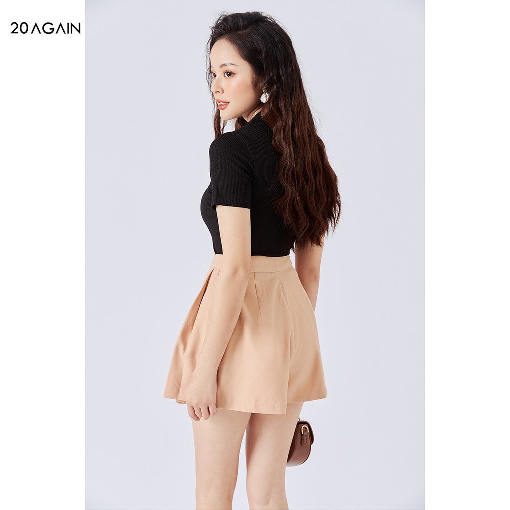 Quần short nữ dáng xòe xếp ly 20AGAIN, thiết kế trẻ trung, hiện đại SVA1539