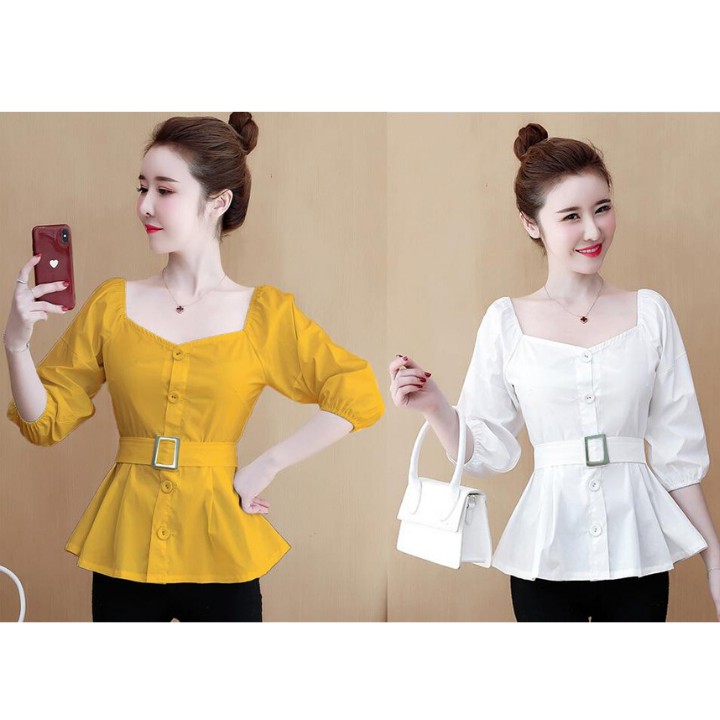 Áo kiểu peplum kèm belt sang trọng - nhiều size form dáng chuẩn, dễ mặc đi làm, dự tiệc