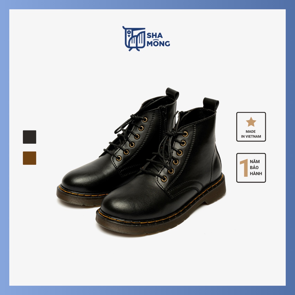 Giày DR cổ cao da microfiber cao cấp có khoá Shamong vintage made in Vietnam bảo hành 1 năm mã G5