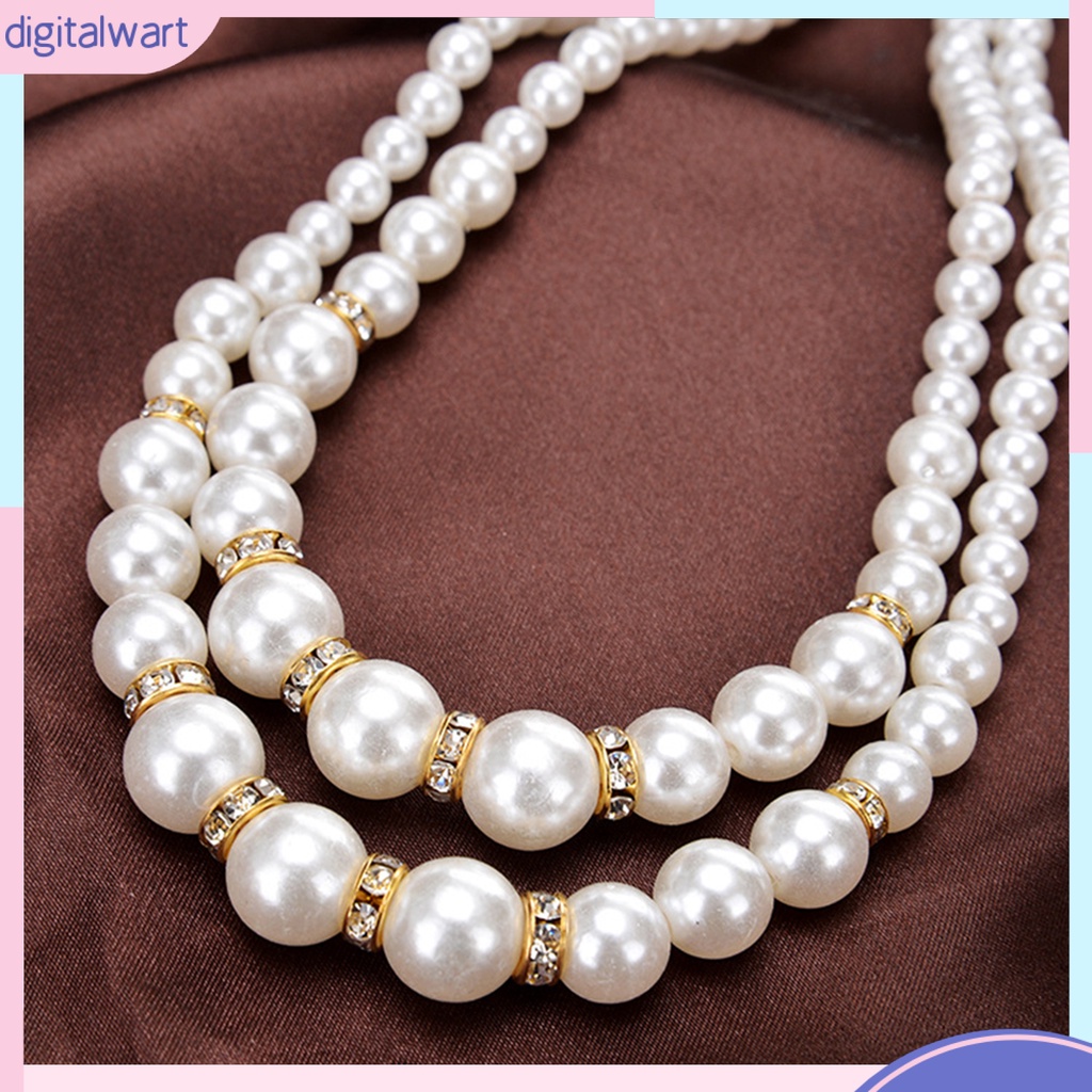 Dây chuyền hai lớp đính ngọc trai nhân tạo thời trang