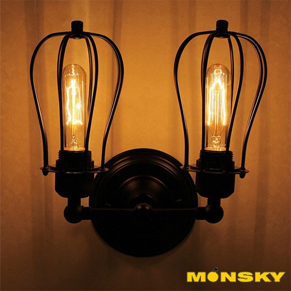 Đèn tường MONSKY rọ sắt đôi dáng quả lê