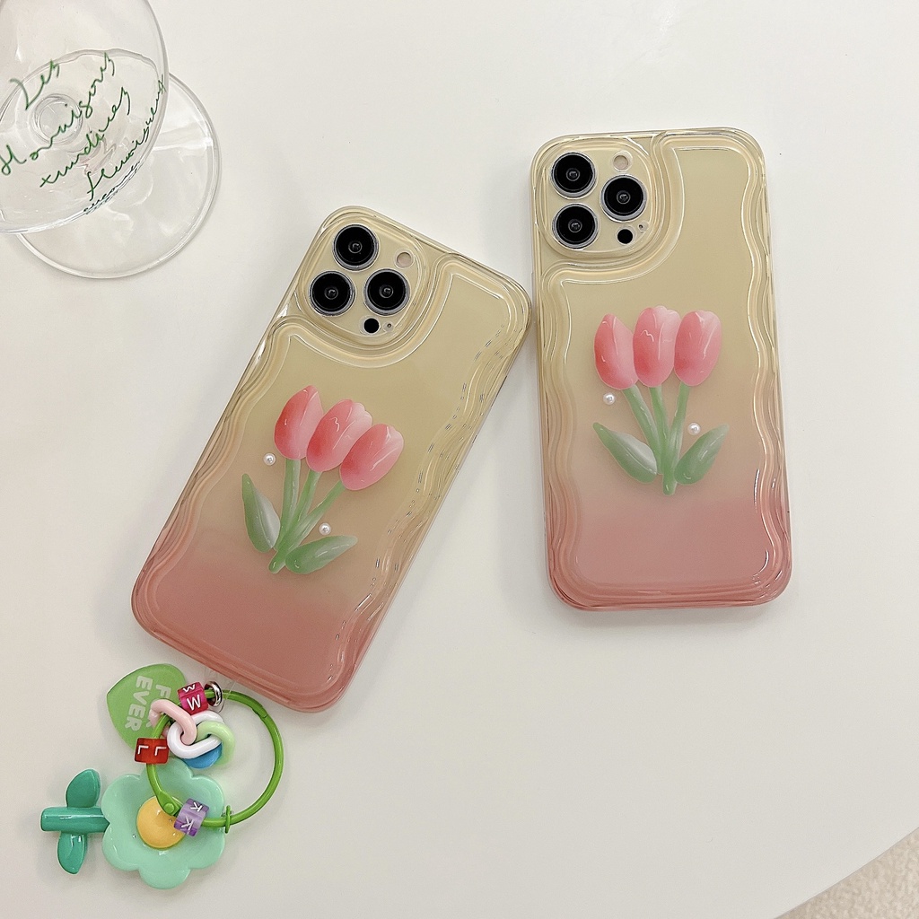 Ốp Điện Thoại Silicon Tpu Mềm Hình Hoa Tulip Gắn Dây Đeo Cổ Tay Chống Sốc / Thất Lạc Cho iPhone 11 12 13 Pro XS Max X XR