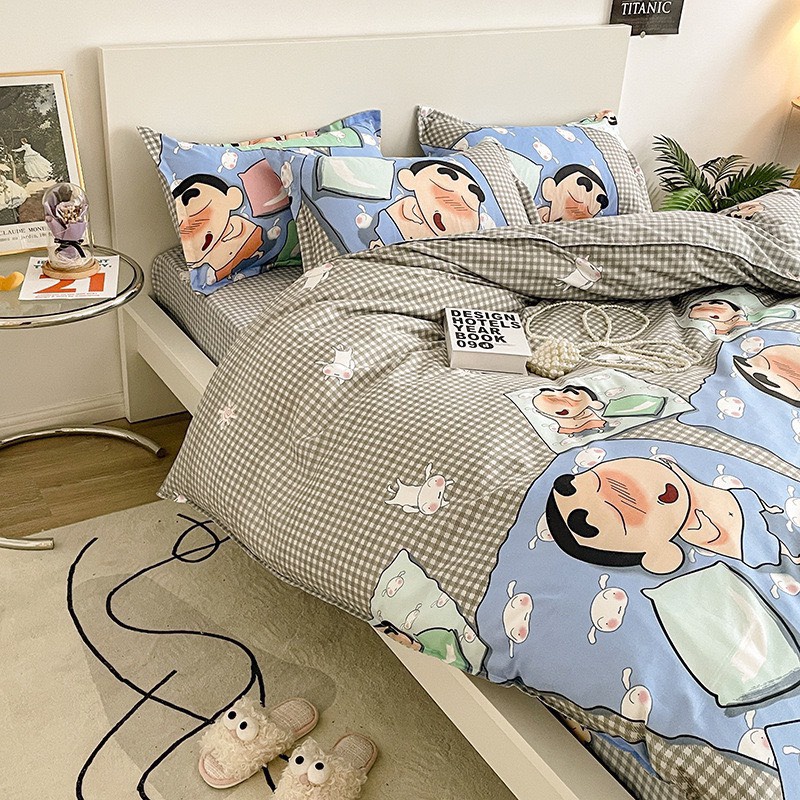 Set chăn ga gối cotton poly - Mẫu Shyn bút chì.