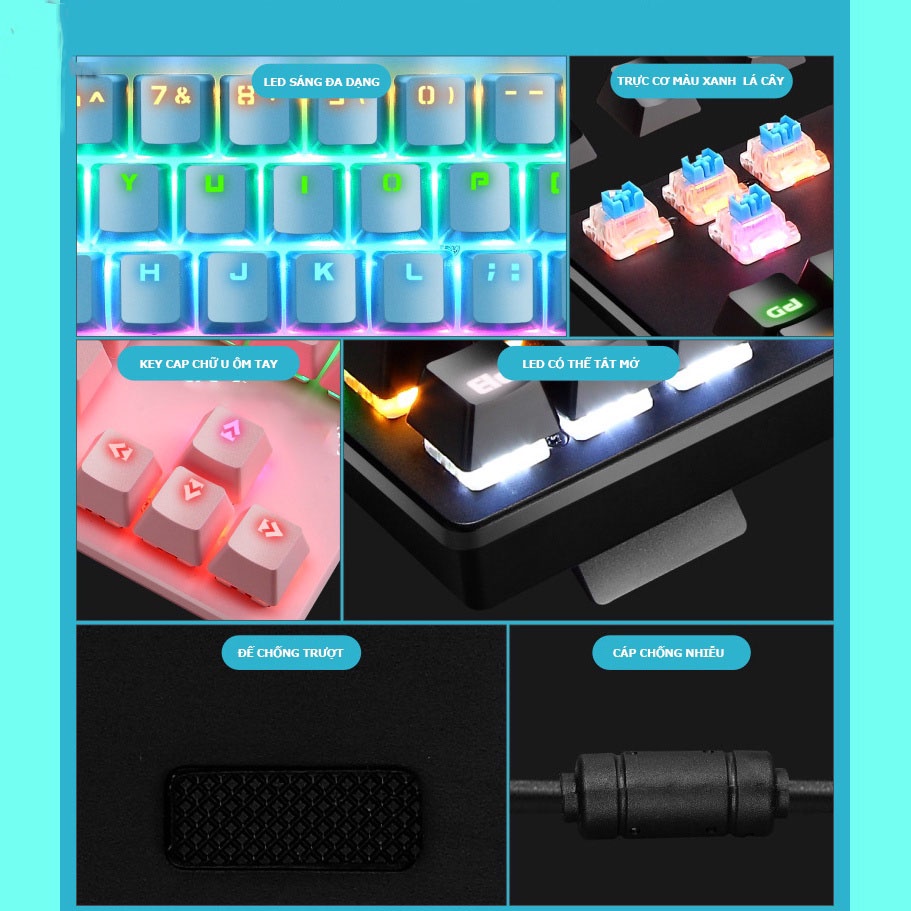 Bàn phím cơ Blue switch YFRUITFUL K7 gaming chính hãng Bàn phím máy tính cơ