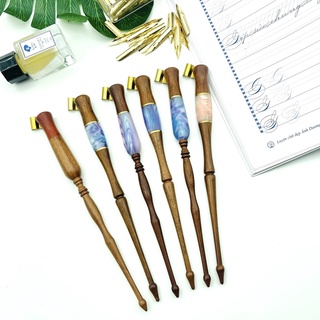 Quản bút chéo gỗ Bút mài thầy Ánh gắn ngòi viết thư pháp calligraphy