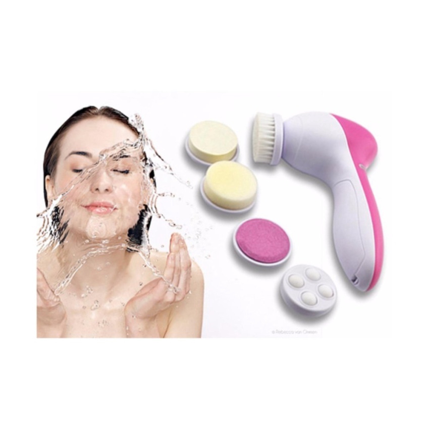 Máy massage rửa mặt đa năng 5 in 1 (Hồng) + Tặng kèm 2 viên pin AA