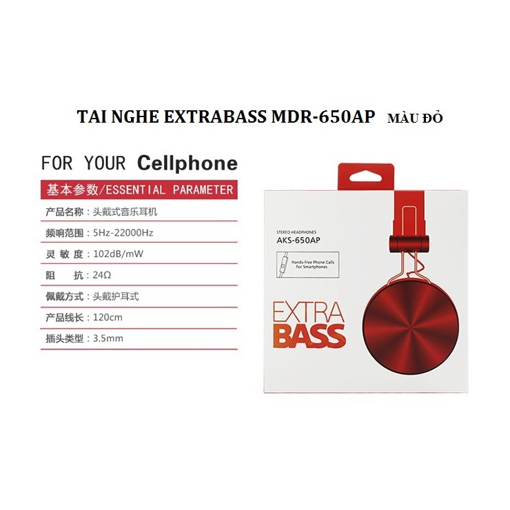 Tai nghe chụp tai thể thao siêu bass (Màu đỏ) - hàng nhập khẩu - H_Shop_VN