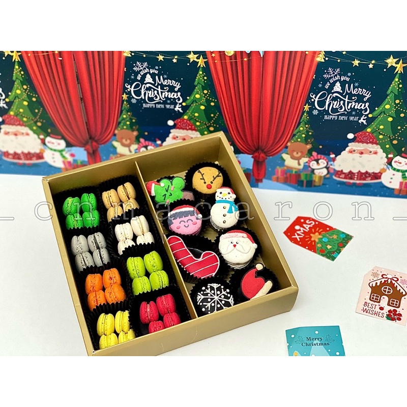 Set Bánh Macaron noel kèm hộp