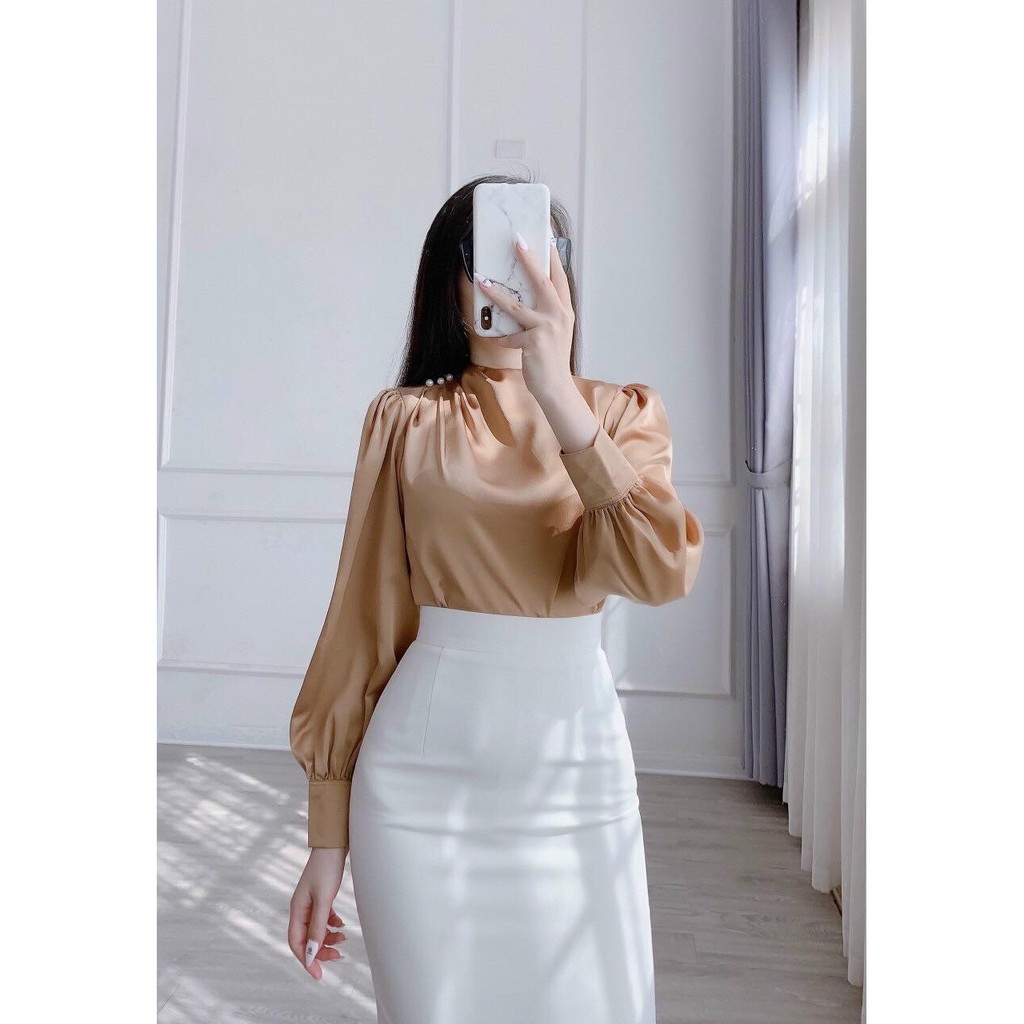 Chân váy bút chì màu trắng xẻ sau dài 68cm hàng chuẩn hàng công sở cao cấp chất co giãn | BigBuy360 - bigbuy360.vn