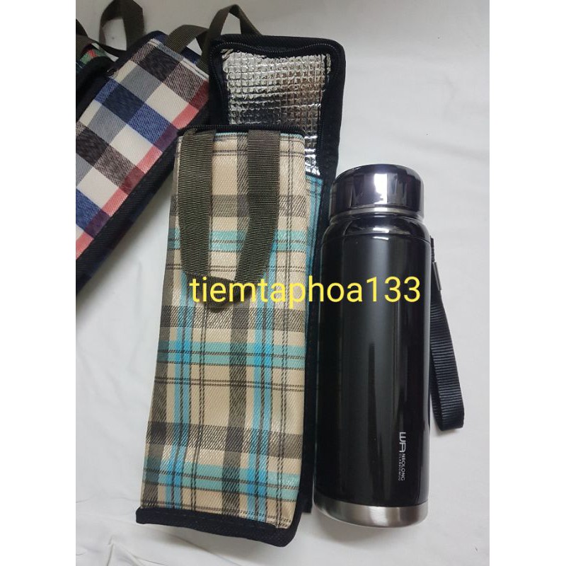 Túi giữ nhiệt bình 1200ml, 1500ml đựng bình giữ nhiệt caro hoạ tiết thổ cẩm bình BAOL