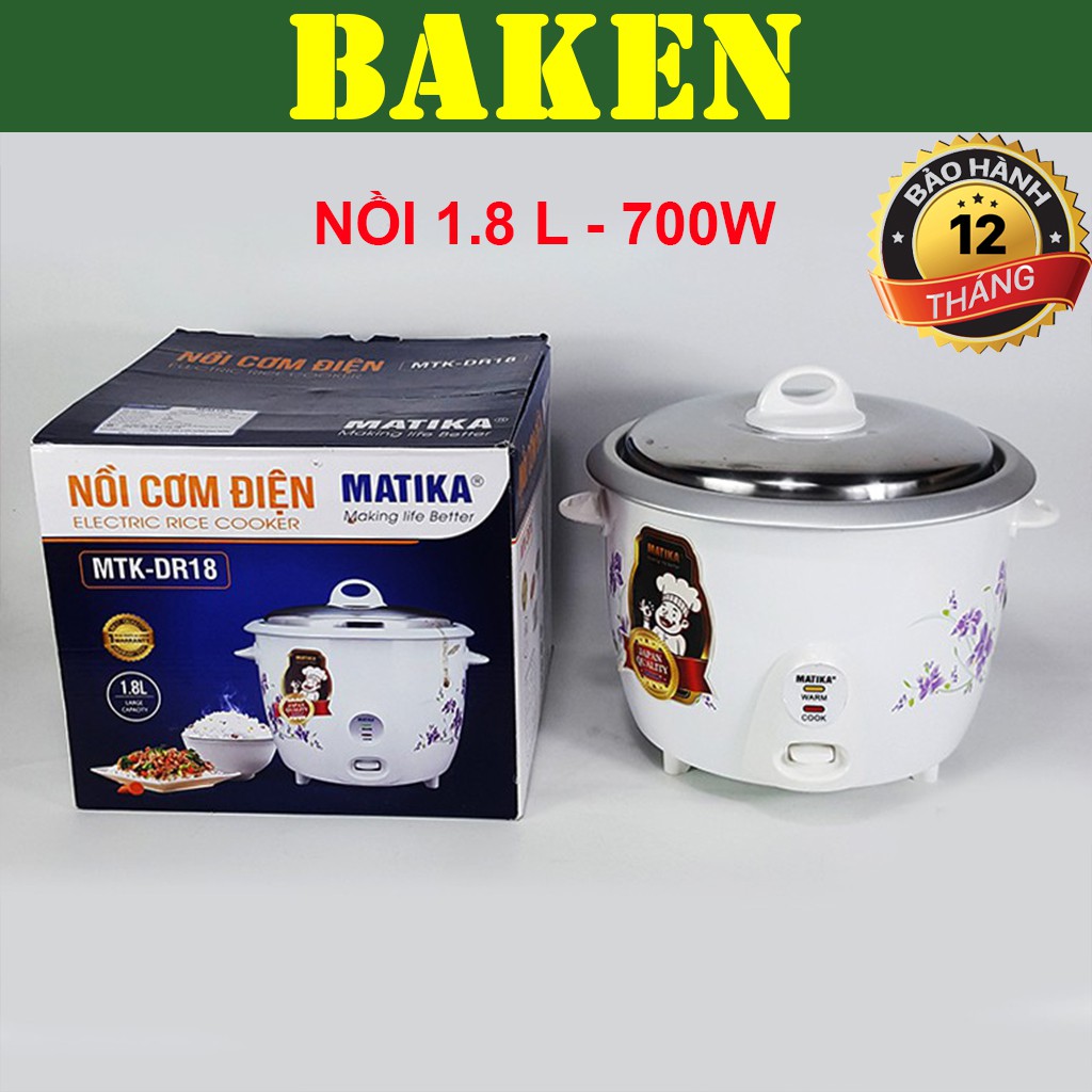 Nồi Cơm Điện Nắp Rời 1.8L MATIKA MTK-DR18 - BAKEN