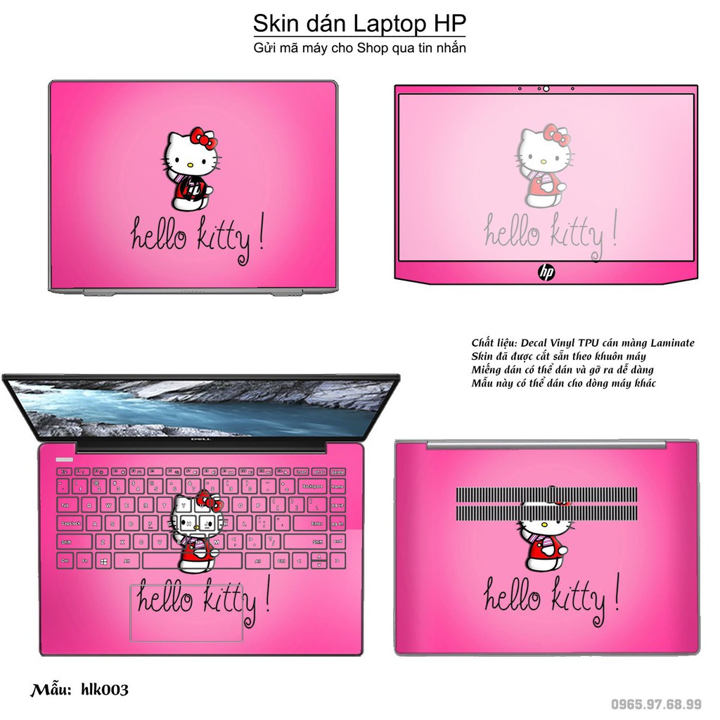 Skin dán Laptop HP in hình Hello Kitty (inbox mã máy cho Shop)