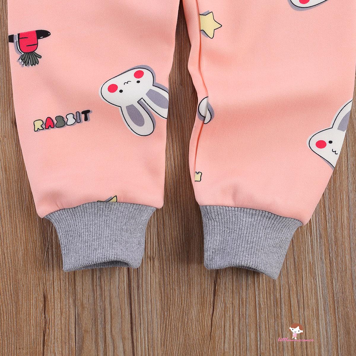 Bộ Đồ Ngủ Pijama Dài Tay Cổ Tròn Họa Tiết Hoạt Hình Cho Bé Gái Từ 2-7 Tuổi