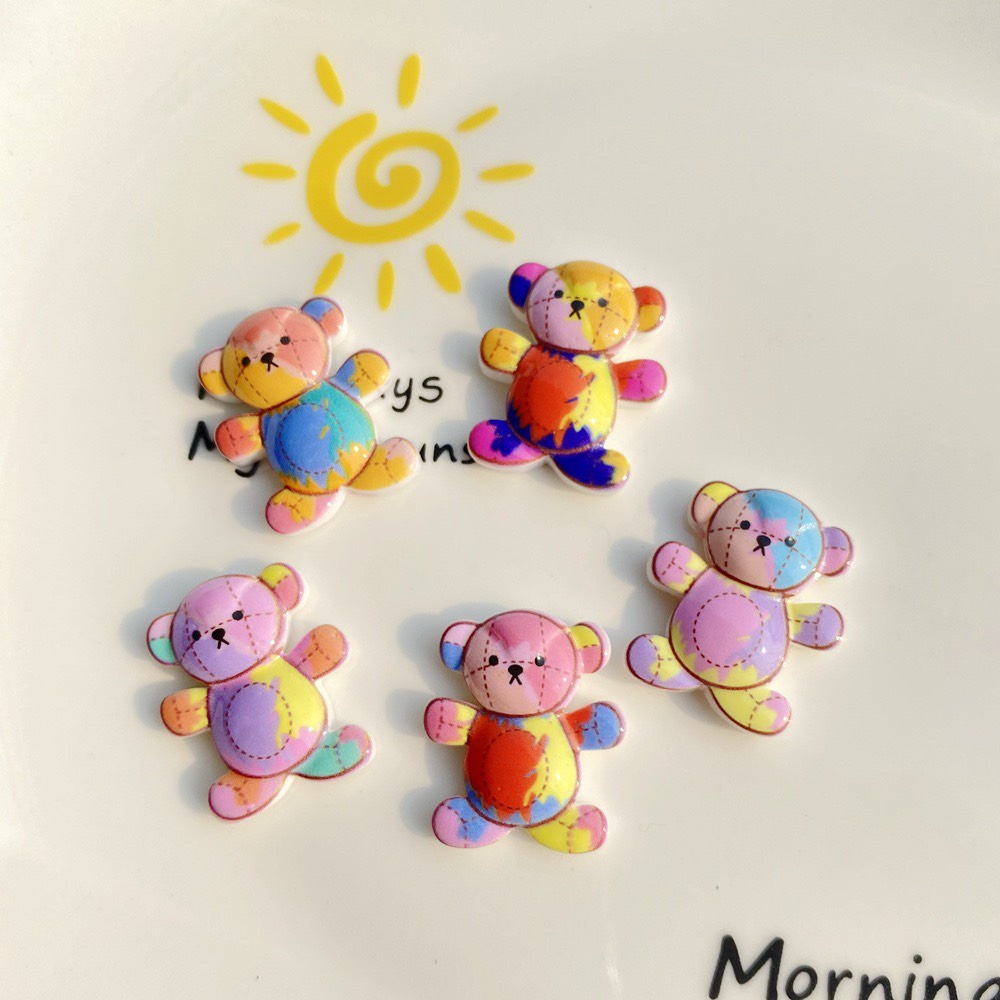 Charm (C358) slime/ Dụng Cụ Charm Trang Trí [Ko Keo &amp; Nút]Hình Gấu màu Cầu Vồng - Giá 1 cái