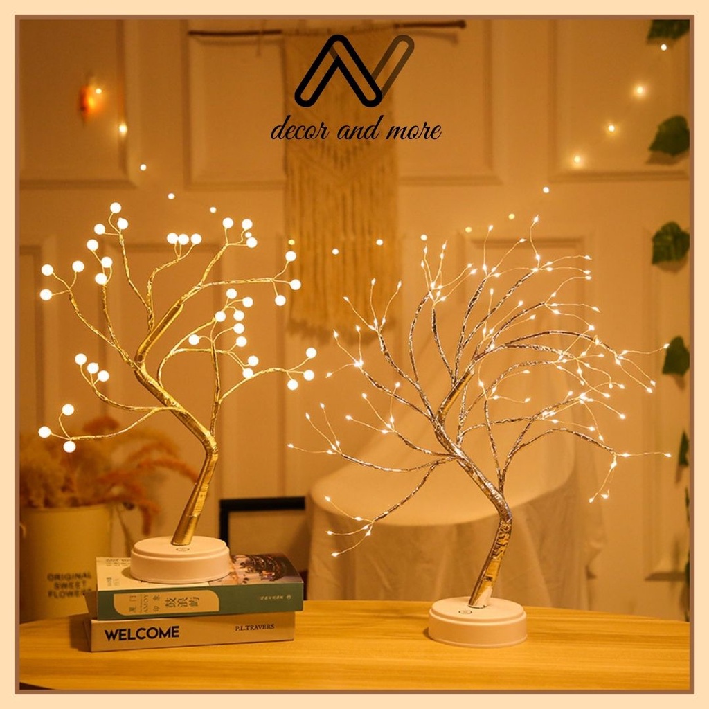 Đèn ngủ để bàn hình cây AN DECOR đèn led dùng pin và USB