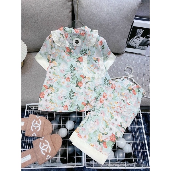 Pijama Tay Ngắn Quần Dài Vải Lụa Mango