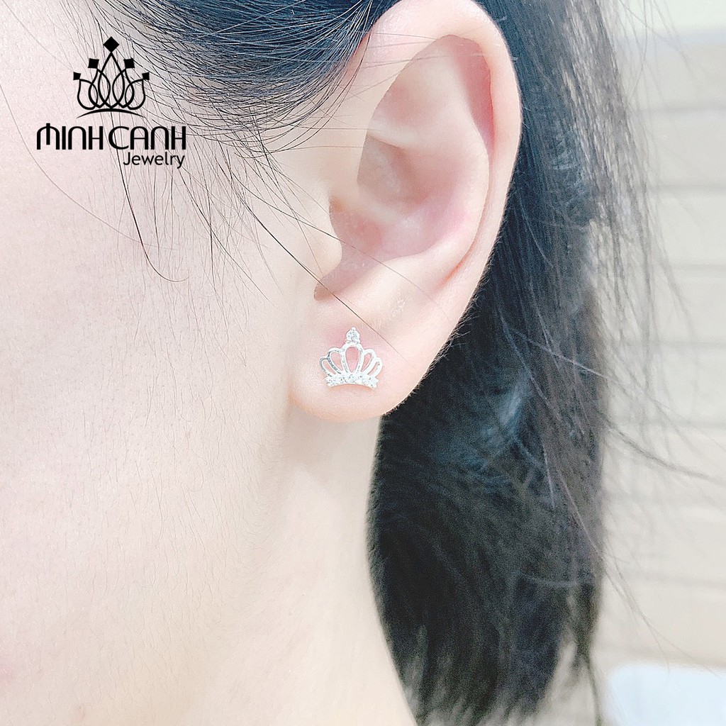 Bông Tai Hình Vương Miện Đính Đá Bạc Ta - Minh Canh Jewelry