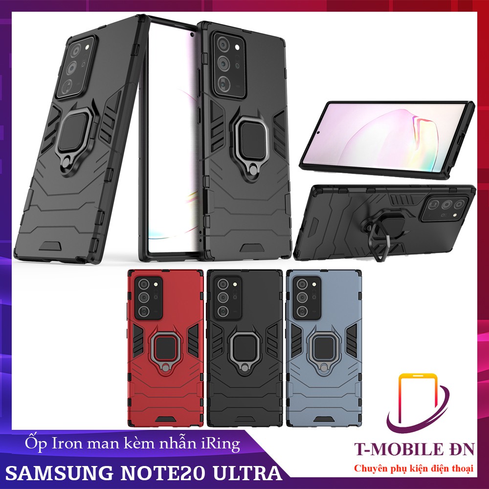FREESHIP 50K_Ốp lưng Samsung Note 20 Note 20 Ultra iron man chống sốc kèm nhẫn iring chống xem video