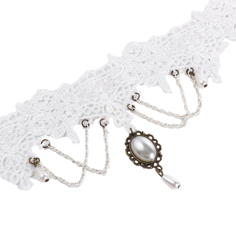Vòng Cổ Choker Ngắn Phối Ren Handmade Phong Cách Cổ Điển Dành Cho Cô Dâu