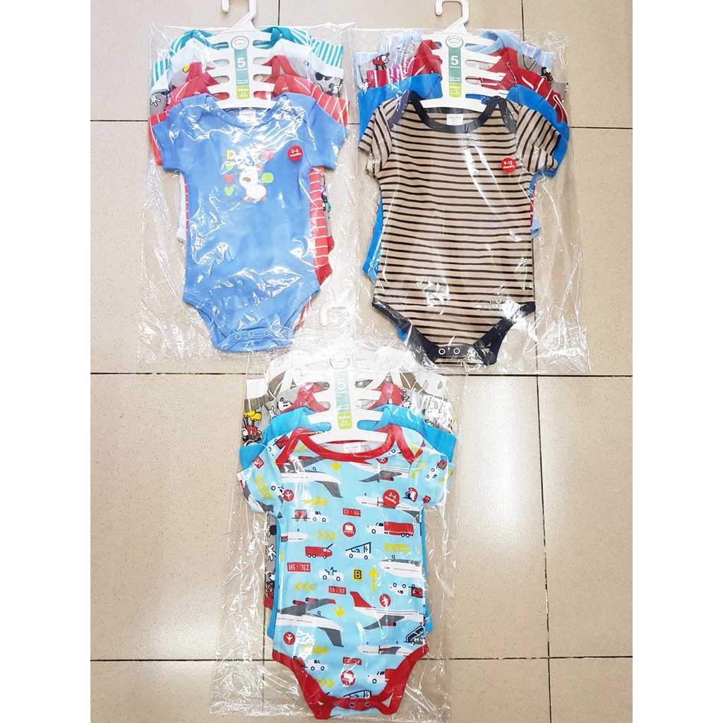 Combo 5 body liền quần thun cotton dễ thương cho bé trai màu ngẫu nhiên