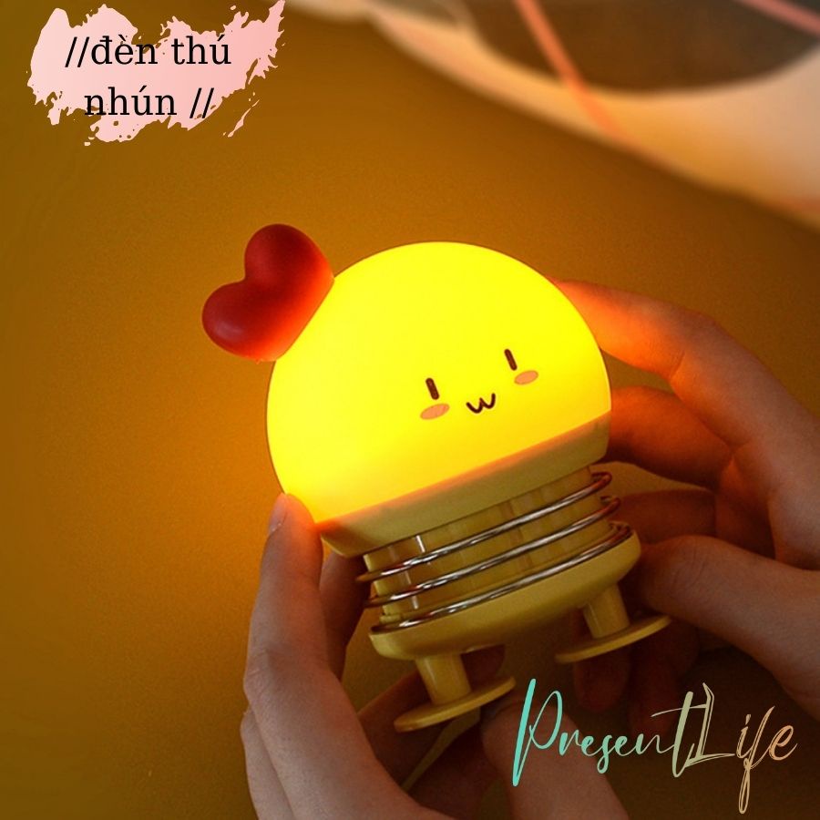 Đèn ngủ thú nhún, thiết kế cute, tắt bật dễ dàng, món quà xinh xắn cho các bé.