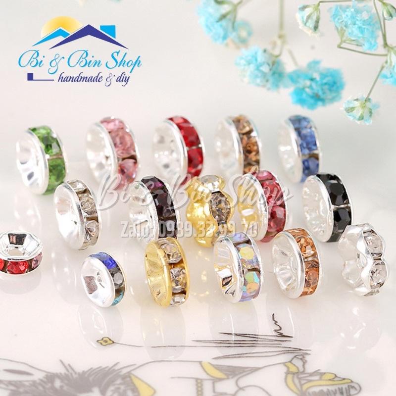 20 Charm Bánh Xe Hạt Xoàn 6mm Xỏ Xen Hạt Chuỗi Làm Vòng Đeo Tay, Dây Chuyền