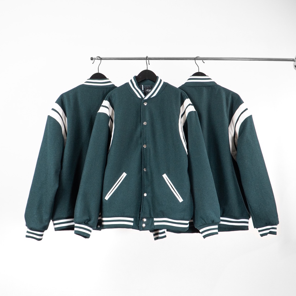 Áo khoác bomber varsity jacket The Bad God Teddy xanh