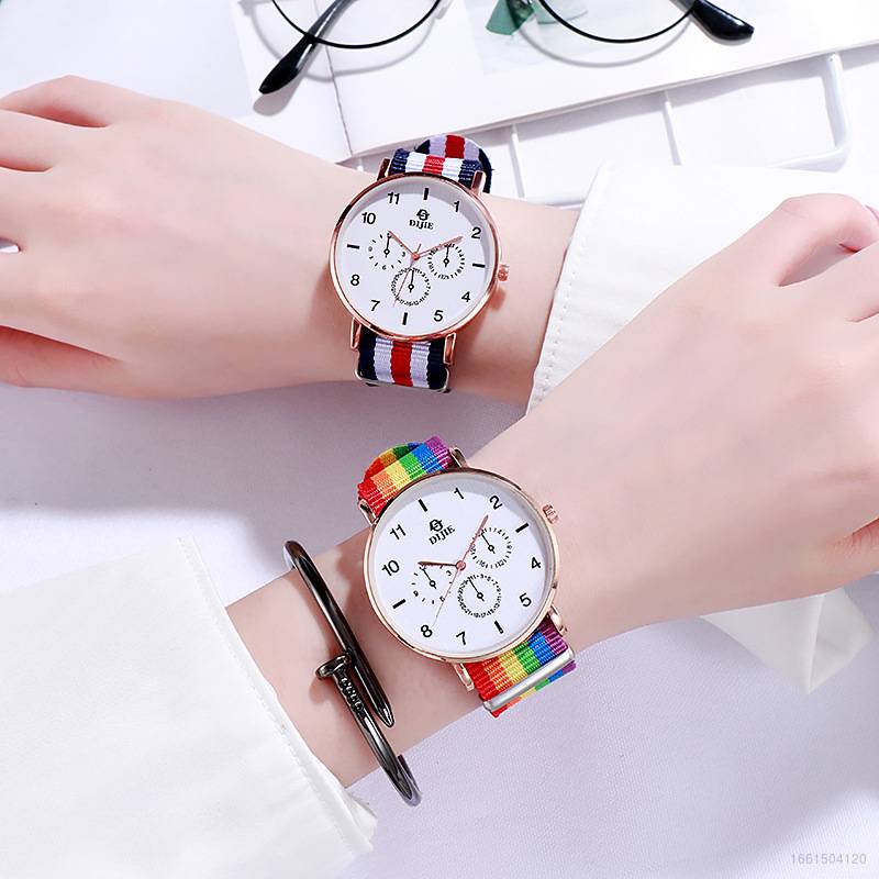 Hq3 Đồng Hồ Đeo Tay Kỹ Thuật Số Màu Cầu Vồng Phong Cách Hàn Quốc Dành Cho Học Sinh DW Geneva