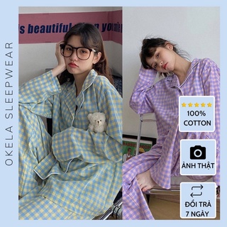 Bộ ngủ nữ tay dài dáng pijama nhiều hoạ tiết dễ thương