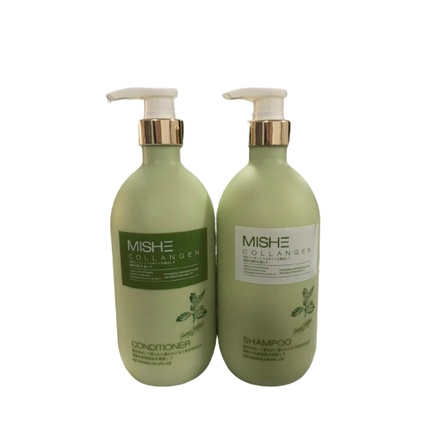Bộ Dầu Gội Xả MISHE Cổ Vàng Hương Bạc Hà Trà Xanh, Kiềm Dầu, Phục Hồi Tóc, Sạch Gàu 800mlx2 - Hàng Chính Hãng