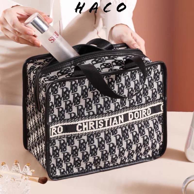 Túi đựng mỹ phẩm túi xách cầm tay tote bag thổ cẩm dio from lớn có khóa kéo