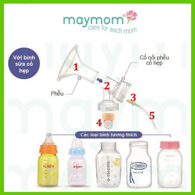 Phụ kiện máy hút sữa Maymom - Tương thích với các dòng máy Medela và bình sữa cổ hẹp