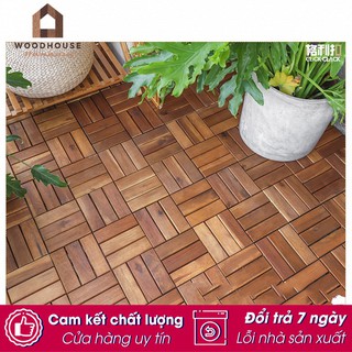 Combo 3 tấm ván sàn gỗ tự nhiên lát ngoài trời 12 nan - Tấm Ván Lót Sàn Gỗ Vỉ Nhựa 12 Nan IKEA