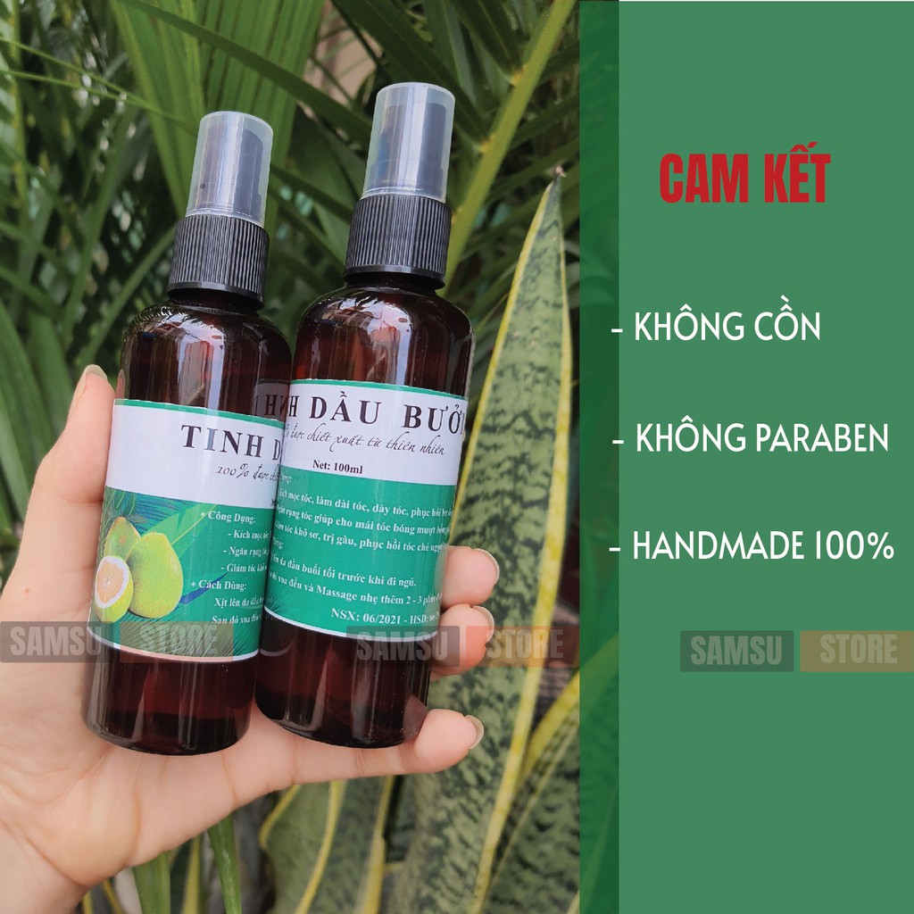 Tinh dầu bưởi xịt kích mọc tóc thiên nhiên 100ml handmade