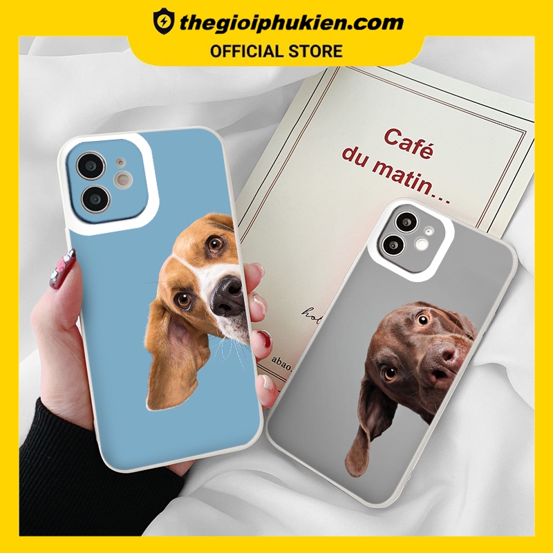 Ốp iphone - Ốp lưng iphone cạnh vuông viền camera mặt cún dành cho ip 6 đến 14promax - ng271