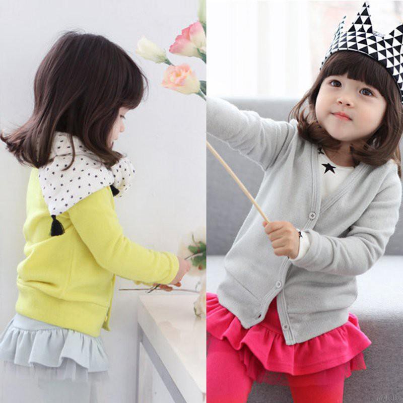 Áo khoác cardigan cổ chữ V xinh xắn cho bé