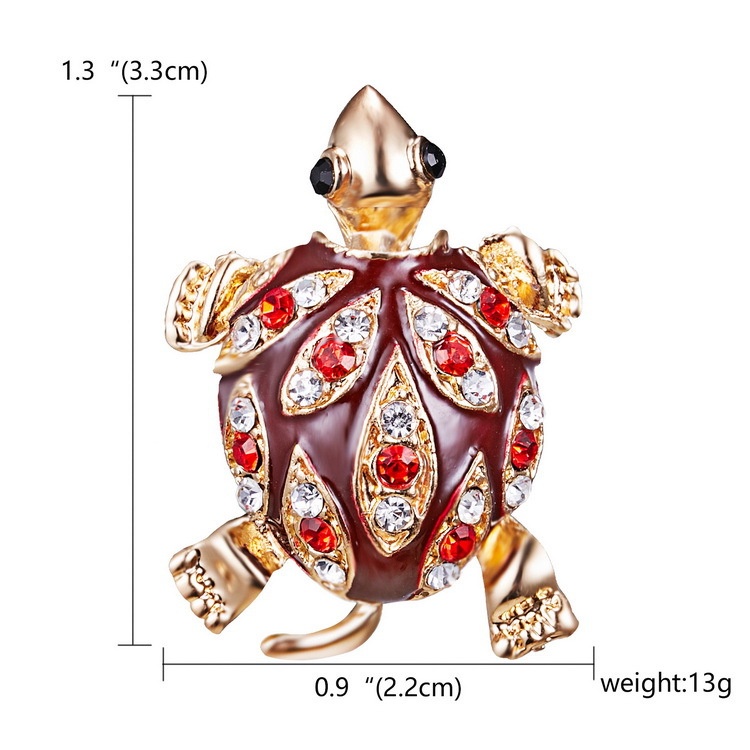Trâm cài áo hình chú rùa đính đá dễ thương