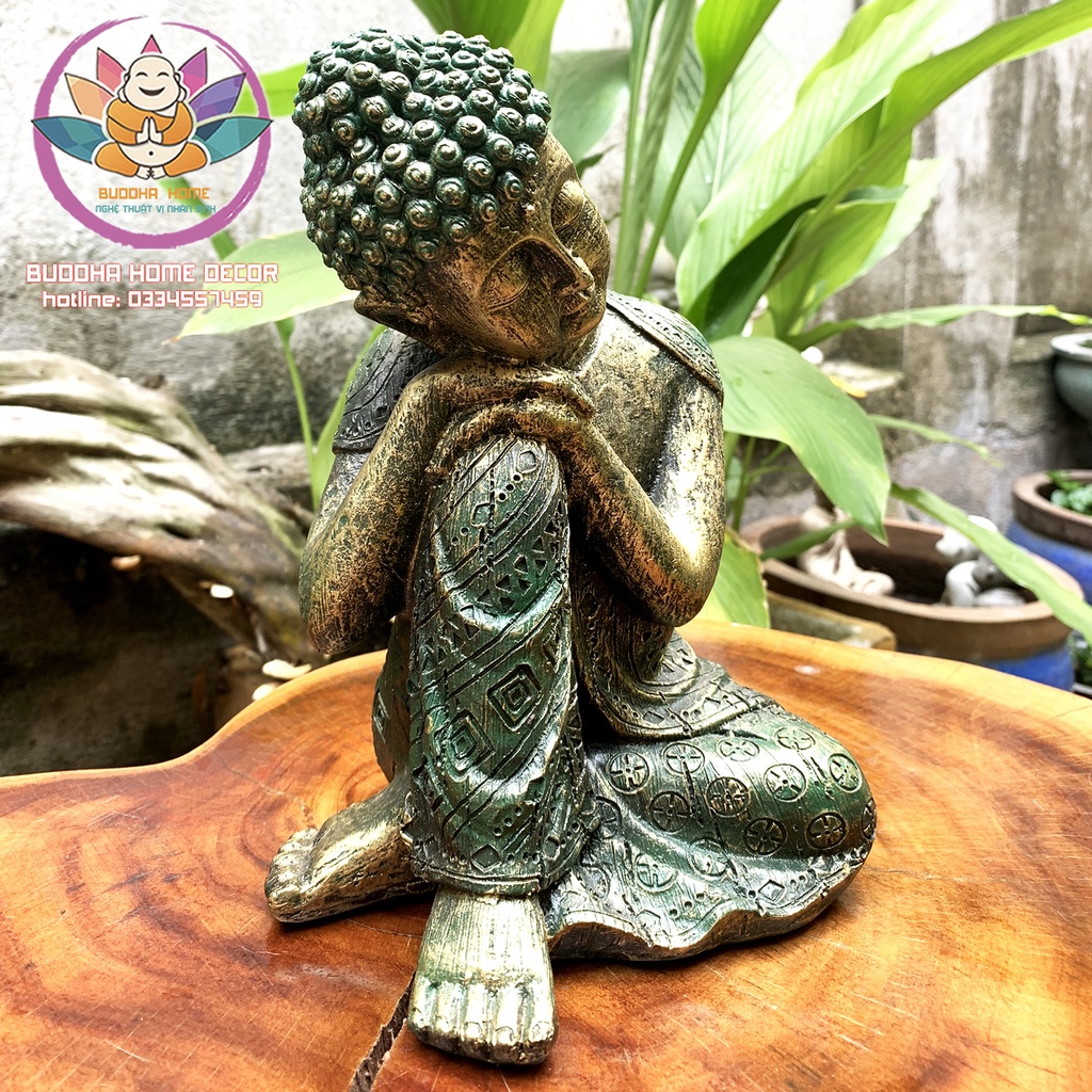 Tượng Phật An Nhiên đá xanh lá cây đồng cổ phong thủy thờ cúng