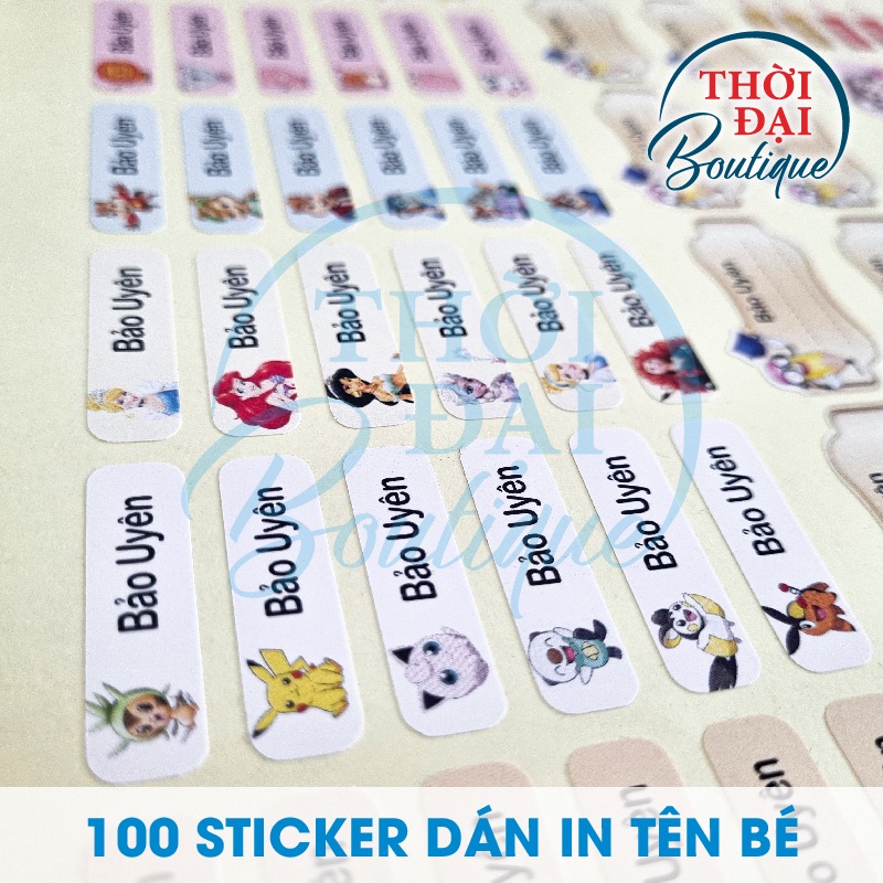 Sticker decal in tên của bé - combo 96/101 cái